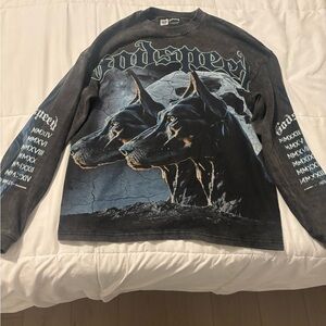 Godspeed Vintage Black Graphic Sweater - Doberman Print